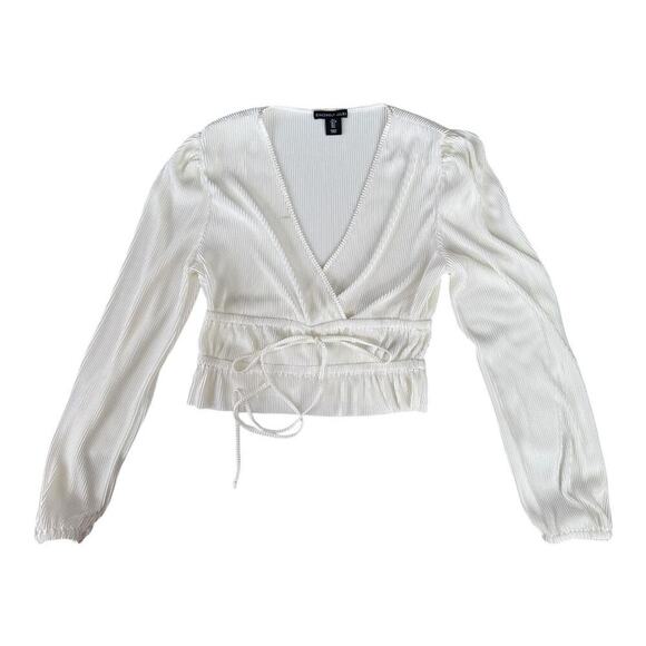 Sincerely Jules White Cropped Long Sleeve Top - Size Large - Picture 1 of 4